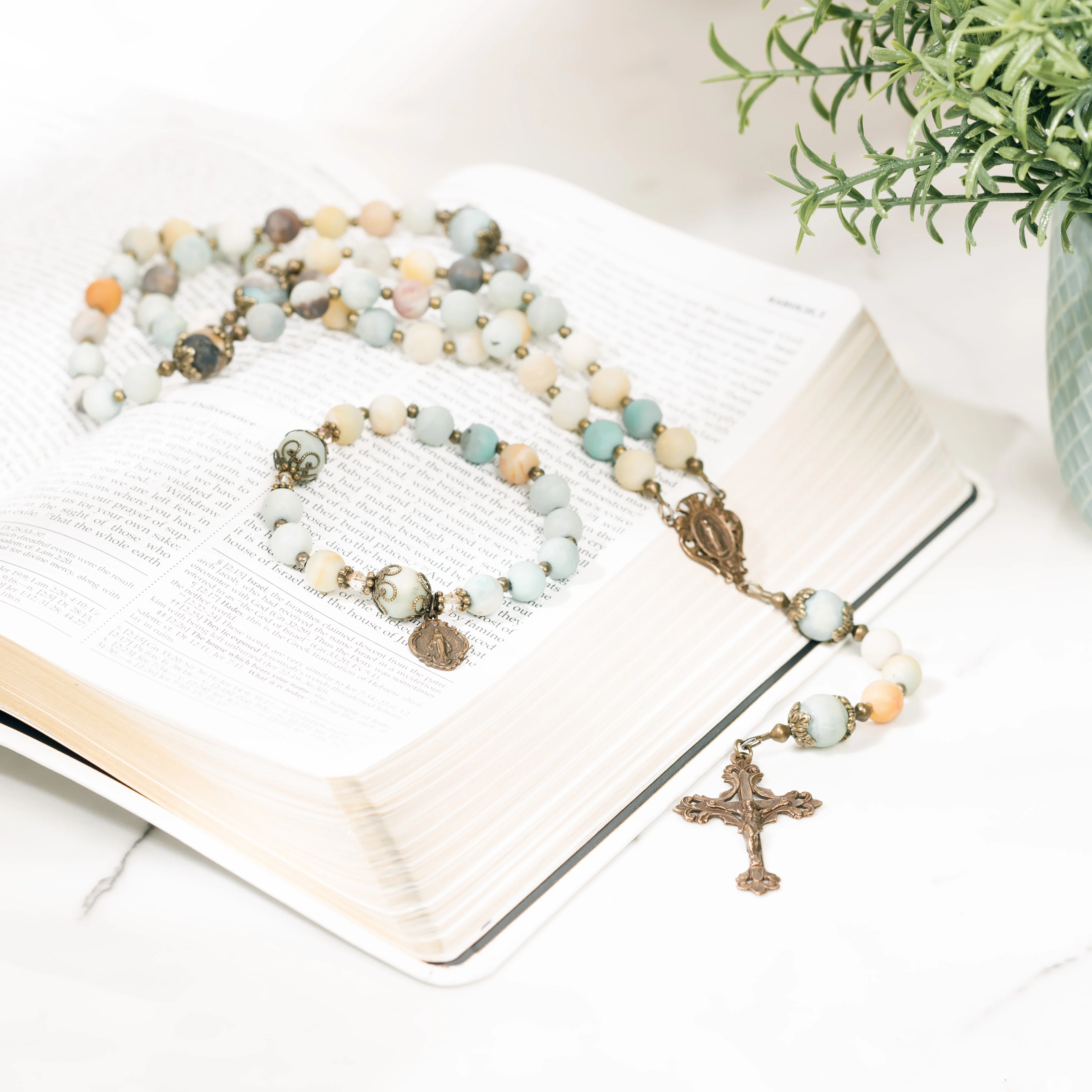 Amazonite Rosary & Rosary Bracelet Set - Image 3