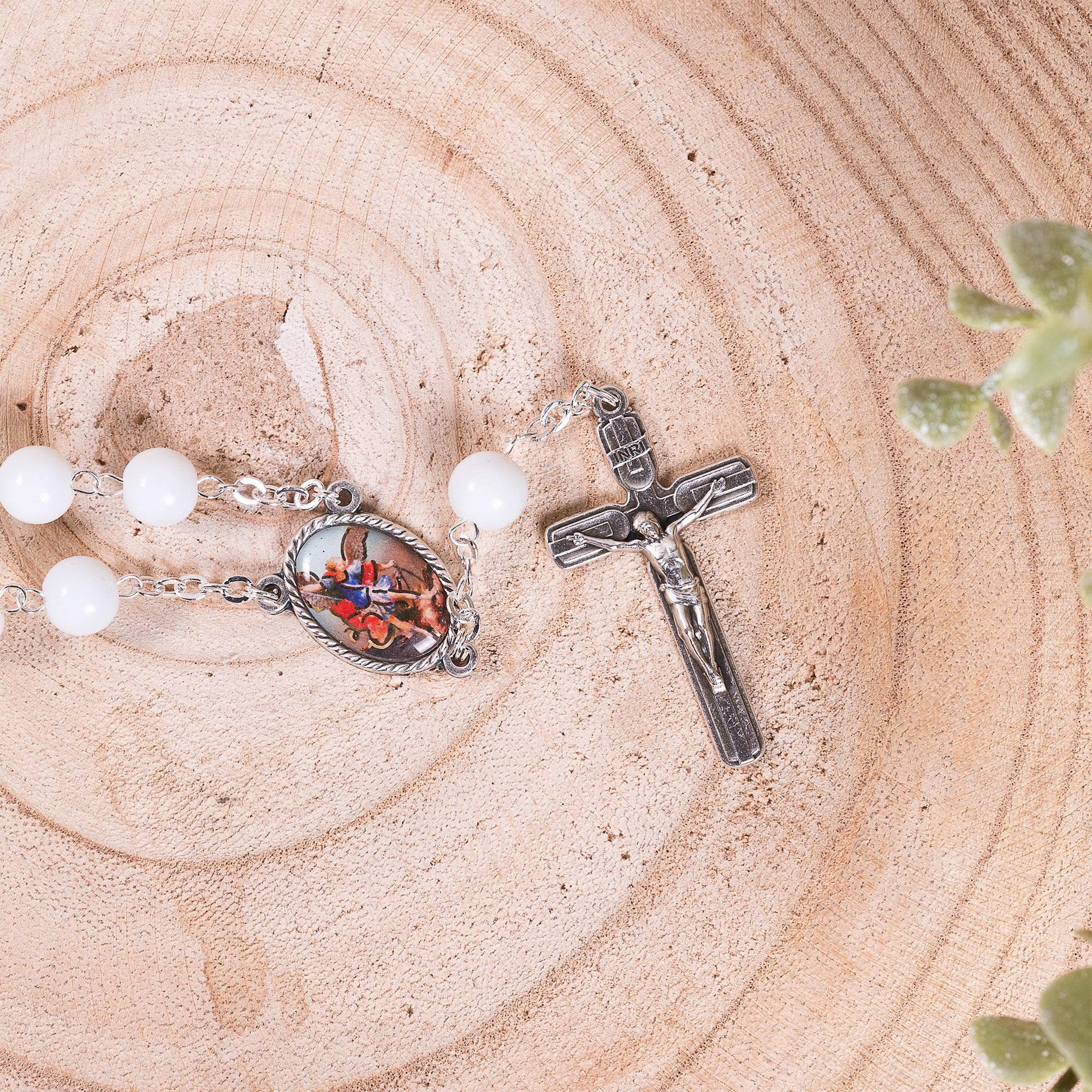 Angelite & Aulite Gemstone Rosary Bracelet - Image 2