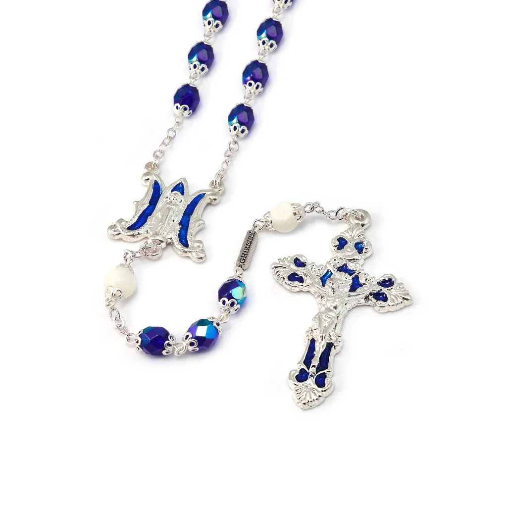 Annunciation Iridescent Blue Rosary - Image 6