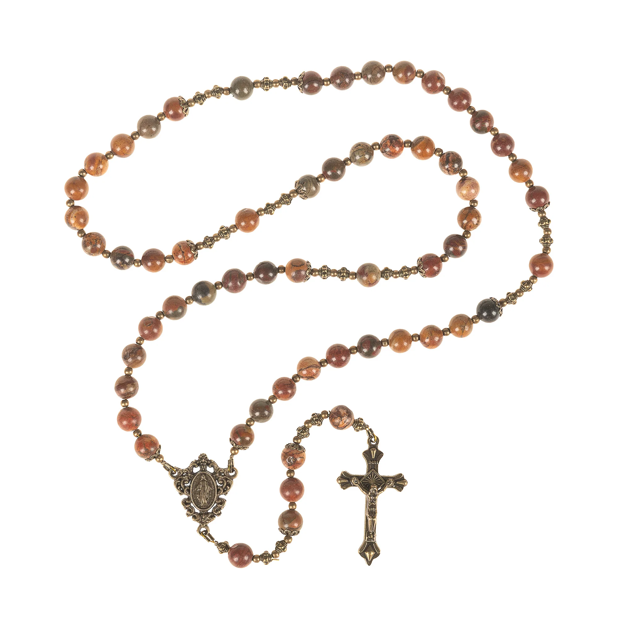 Antique Bronze & Red Turquoise Miraculous Rosary - Image 3
