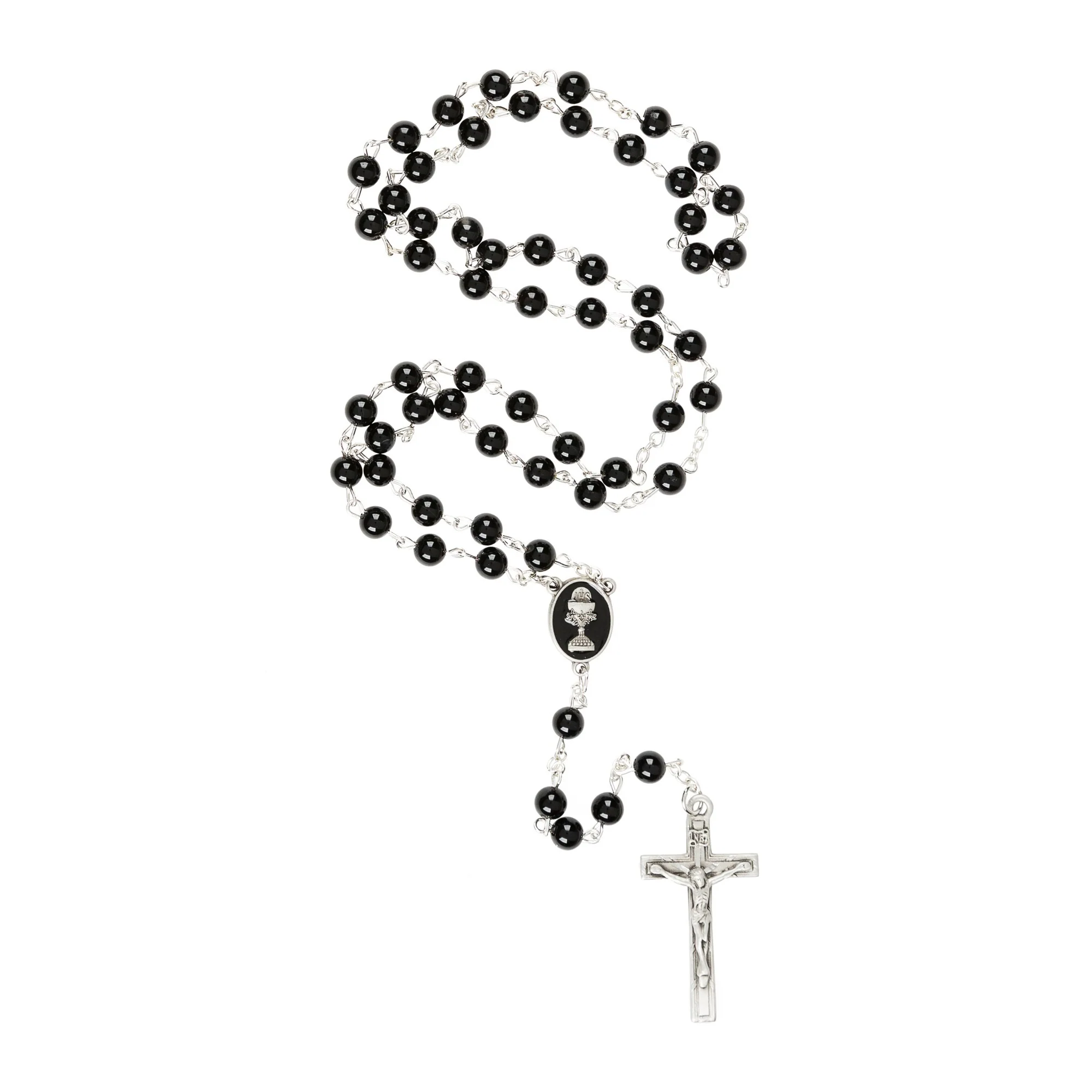Black Glass First Chalice Communion Rosary - Image 2