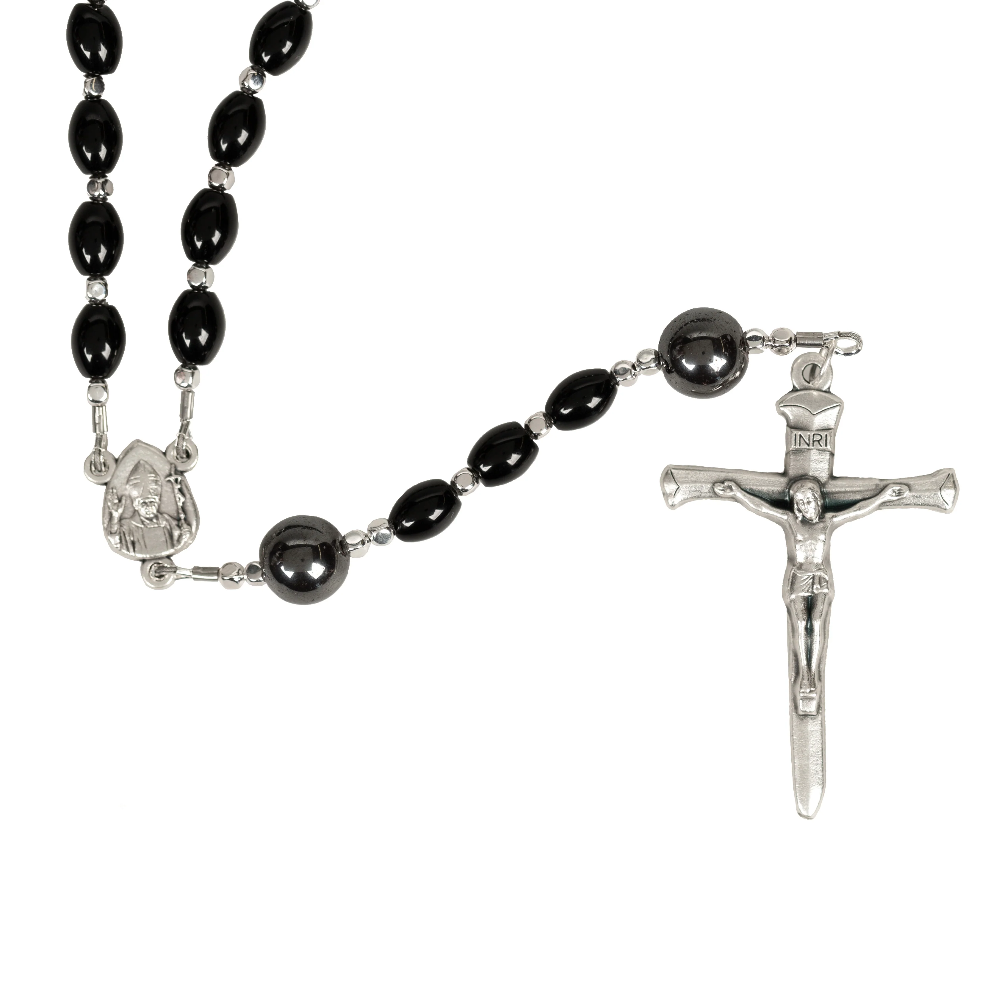 Black Onyx Pope Benedict Memorial Rosary - Image 3