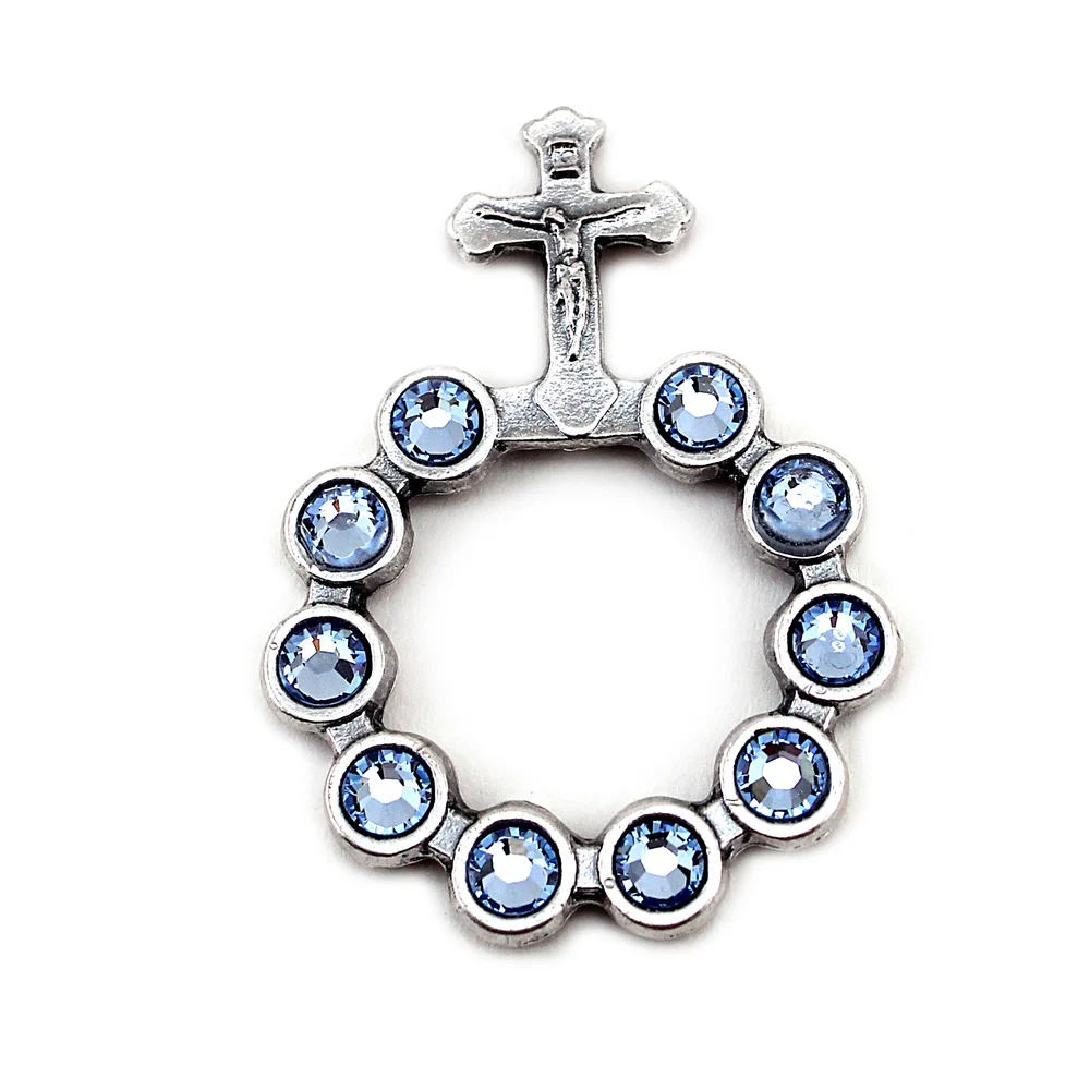 Blue Swarovski One Decade Finger Rosary - Image 2