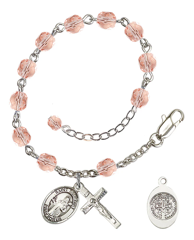 St. Benedict Crystal Birthstone Rosary Bracelet - Multiple Birthstones - Image 3