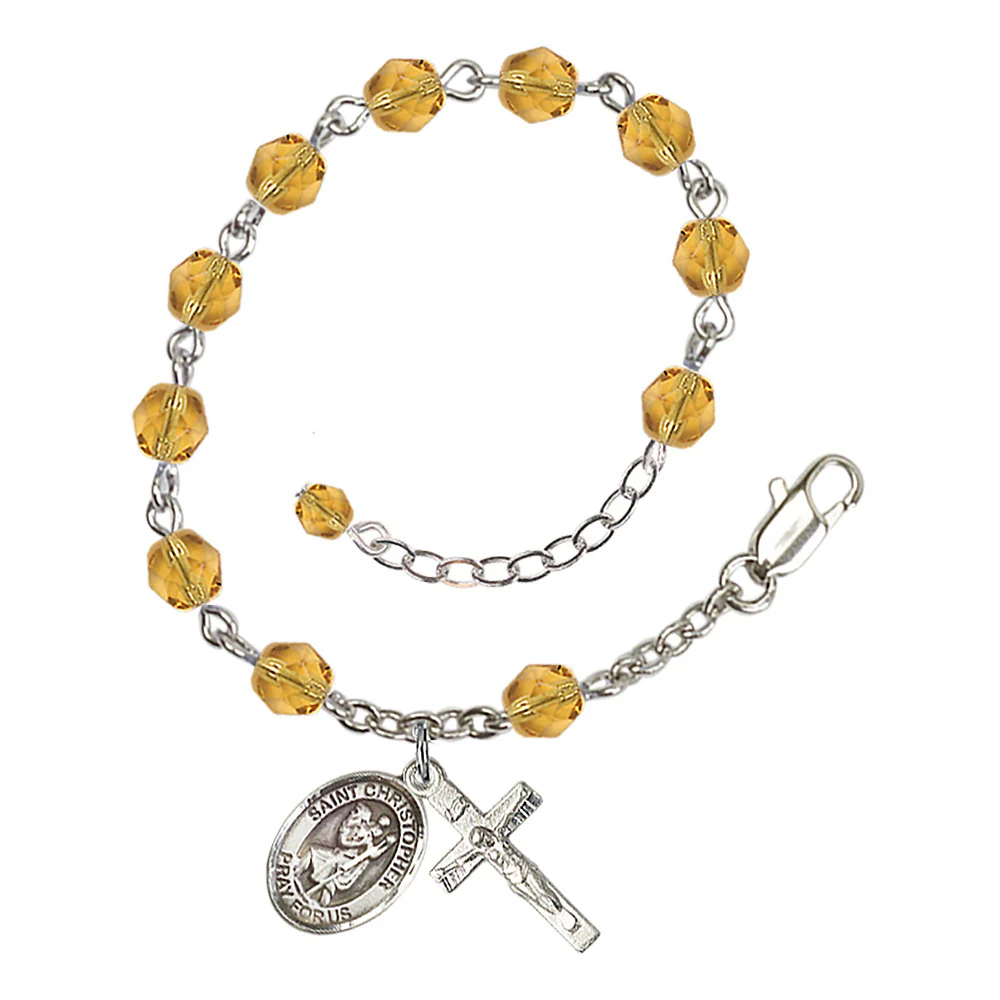 St. Christopher Crystal Birthstone Rosary Bracelet - Multiple Birthstones - Image 11