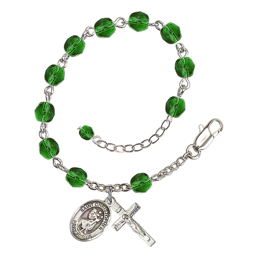 St. Christopher Crystal Birthstone Rosary Bracelet - Multiple Birthstones - Image 9