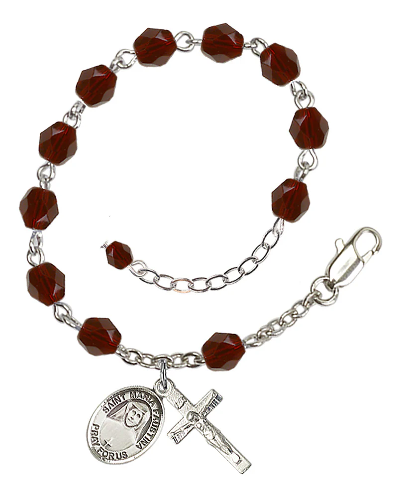 St. Faustina Crystal Birthstone Rosary Bracelet - Image 11