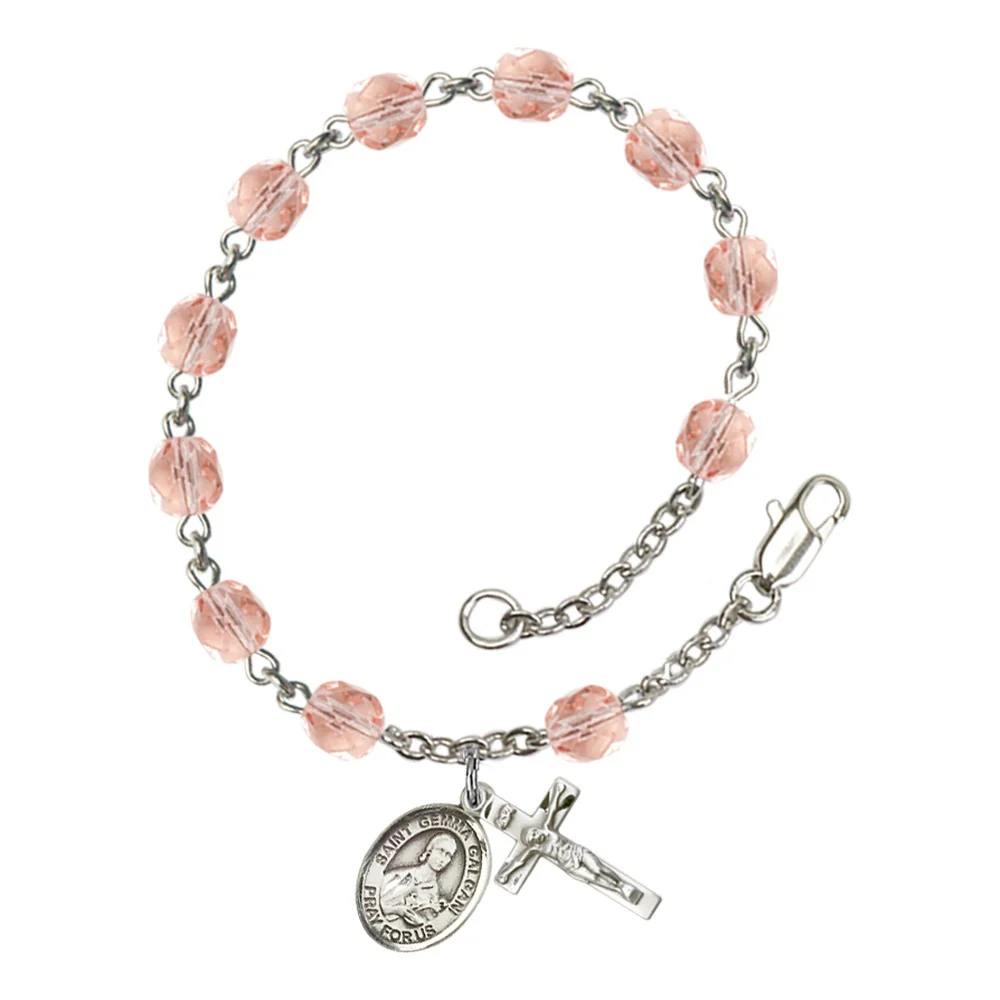 St. Gemma Galgani Crystal Birthstone Rosary Bracelet - Image 6