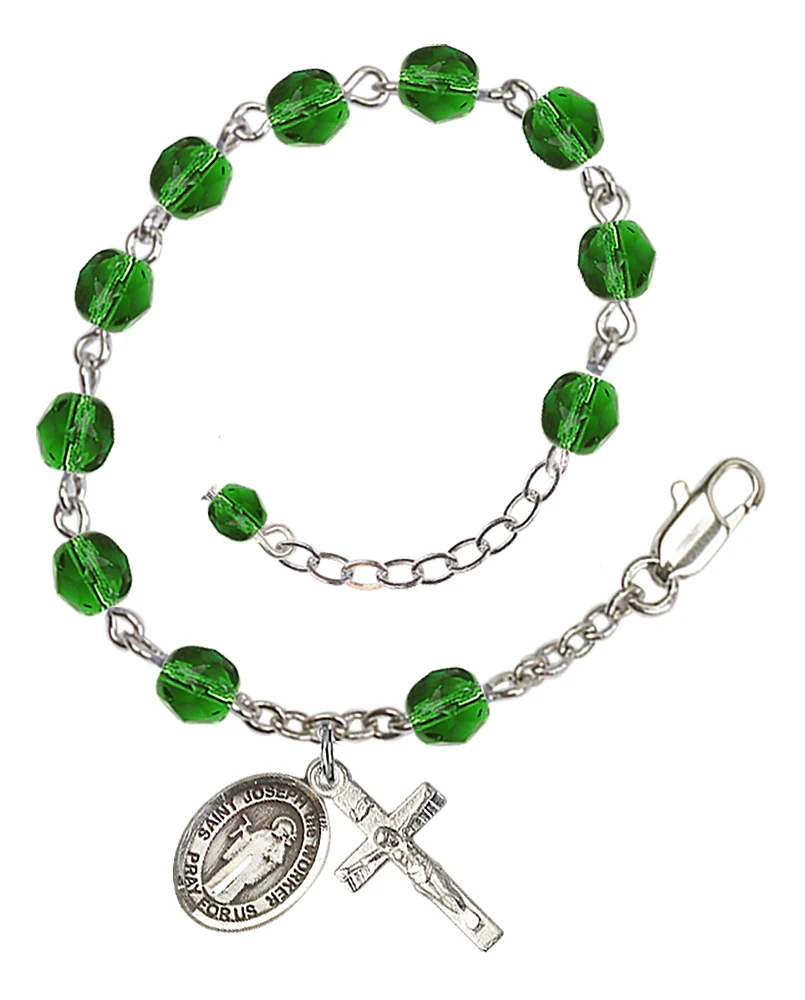 St. Joseph The Worker Crystal Birthstone Rosary Bracelet - Multiple Birthstones - Image 12
