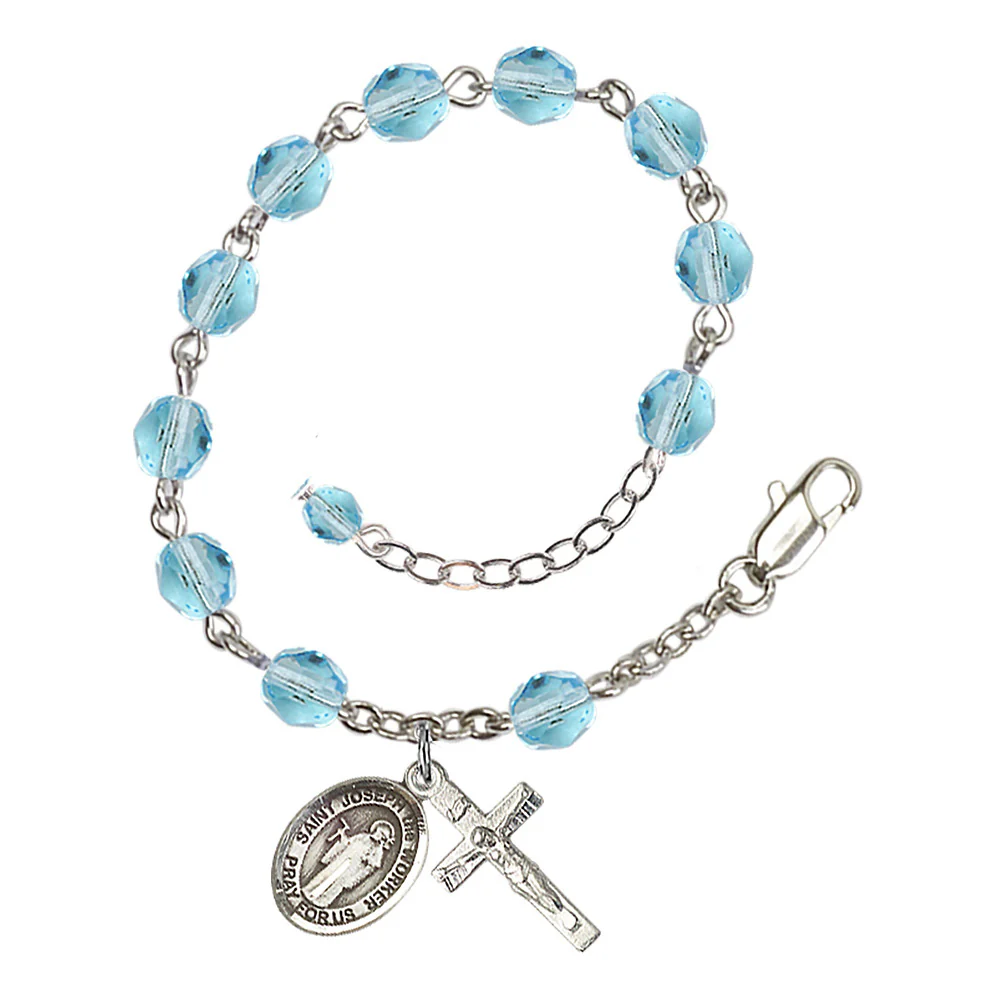 St. Joseph The Worker Crystal Birthstone Rosary Bracelet - Multiple Birthstones - Image 2