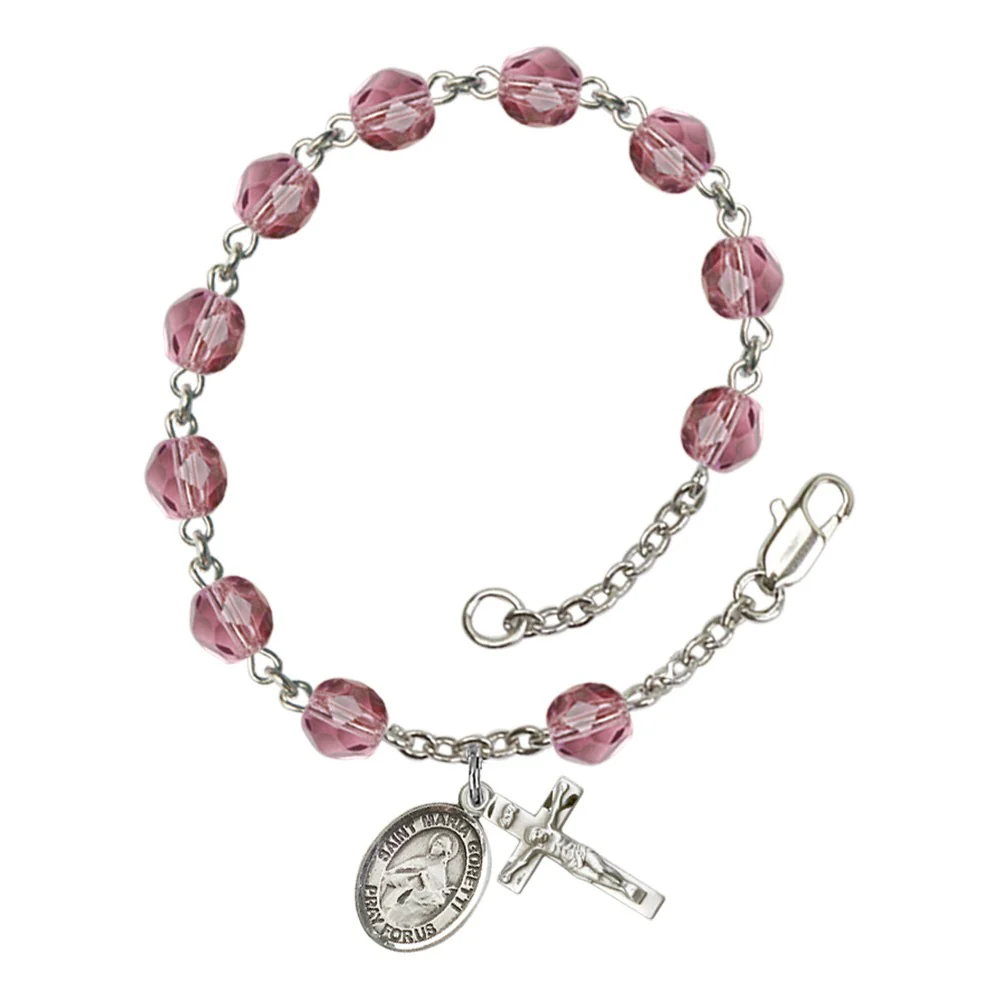 St. Maria Goretti Crystal Birthstone Rosary Bracelet - Multiple Birthstones - Image 12