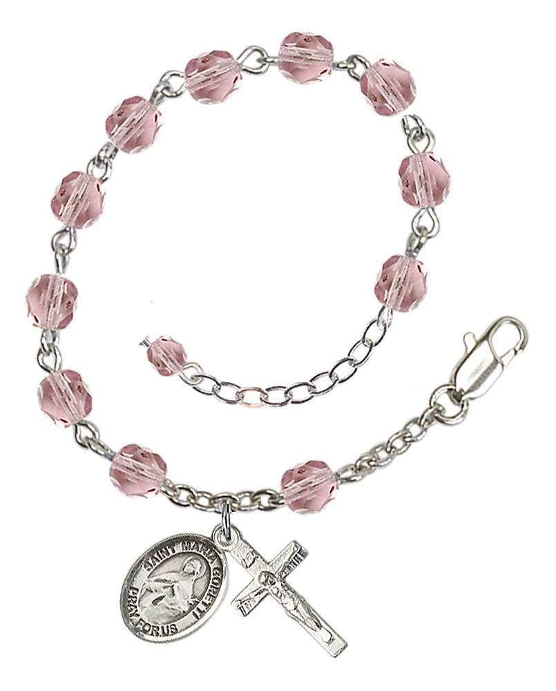 St. Maria Goretti Crystal Birthstone Rosary Bracelet - Multiple Birthstones - Image 4