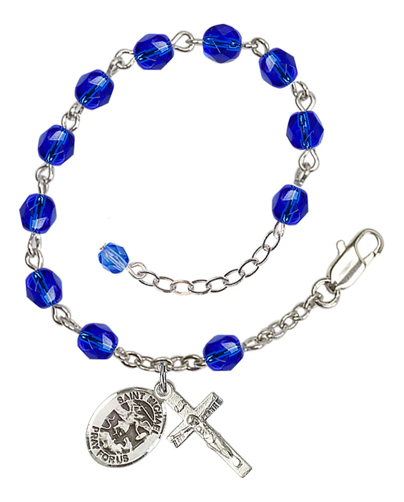 St. Michael the Archangel Crystal Birthstone Rosary Bracelet - Multiple Birthstones - Image 3