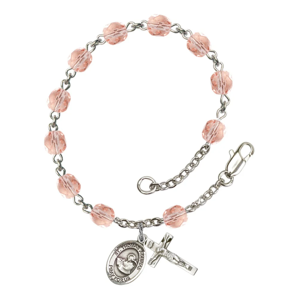St. Thomas Aquinas Crystal Birthstone Rosary Bracelet - Multiple Birthstones - Image 11