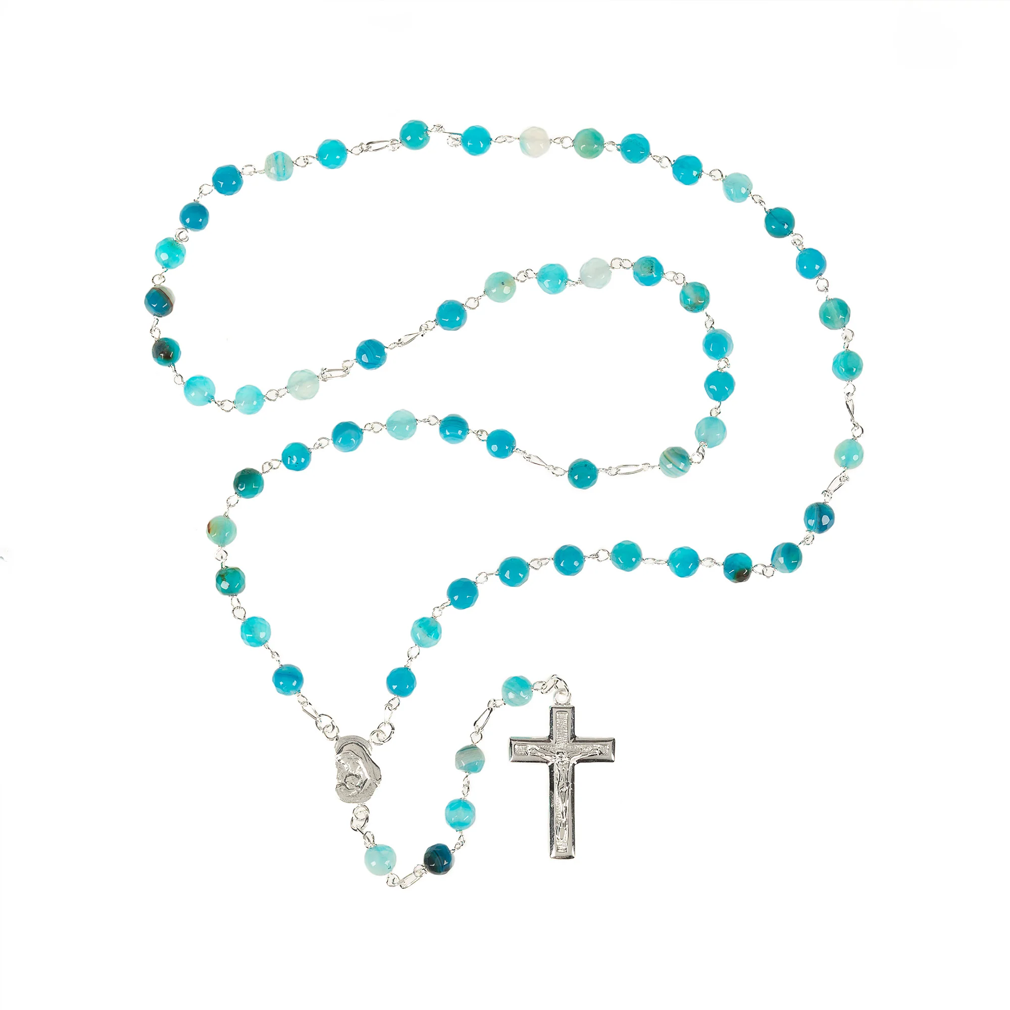 Sterling Silver Faceted Agate Rosary - Multiple Colors - Image 10