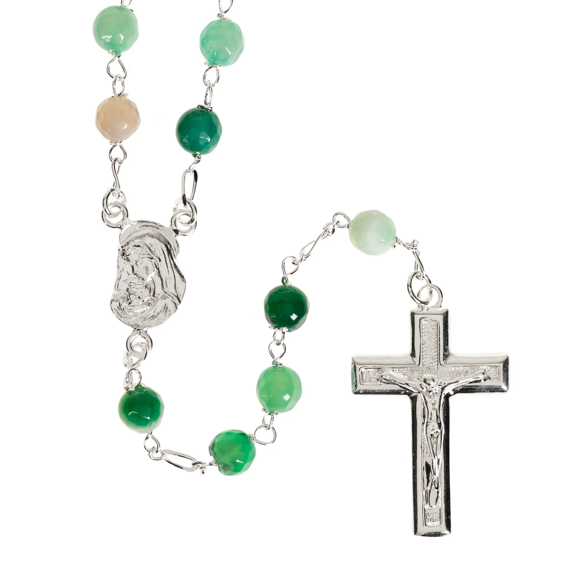 Sterling Silver Faceted Agate Rosary - Multiple Colors - Image 5