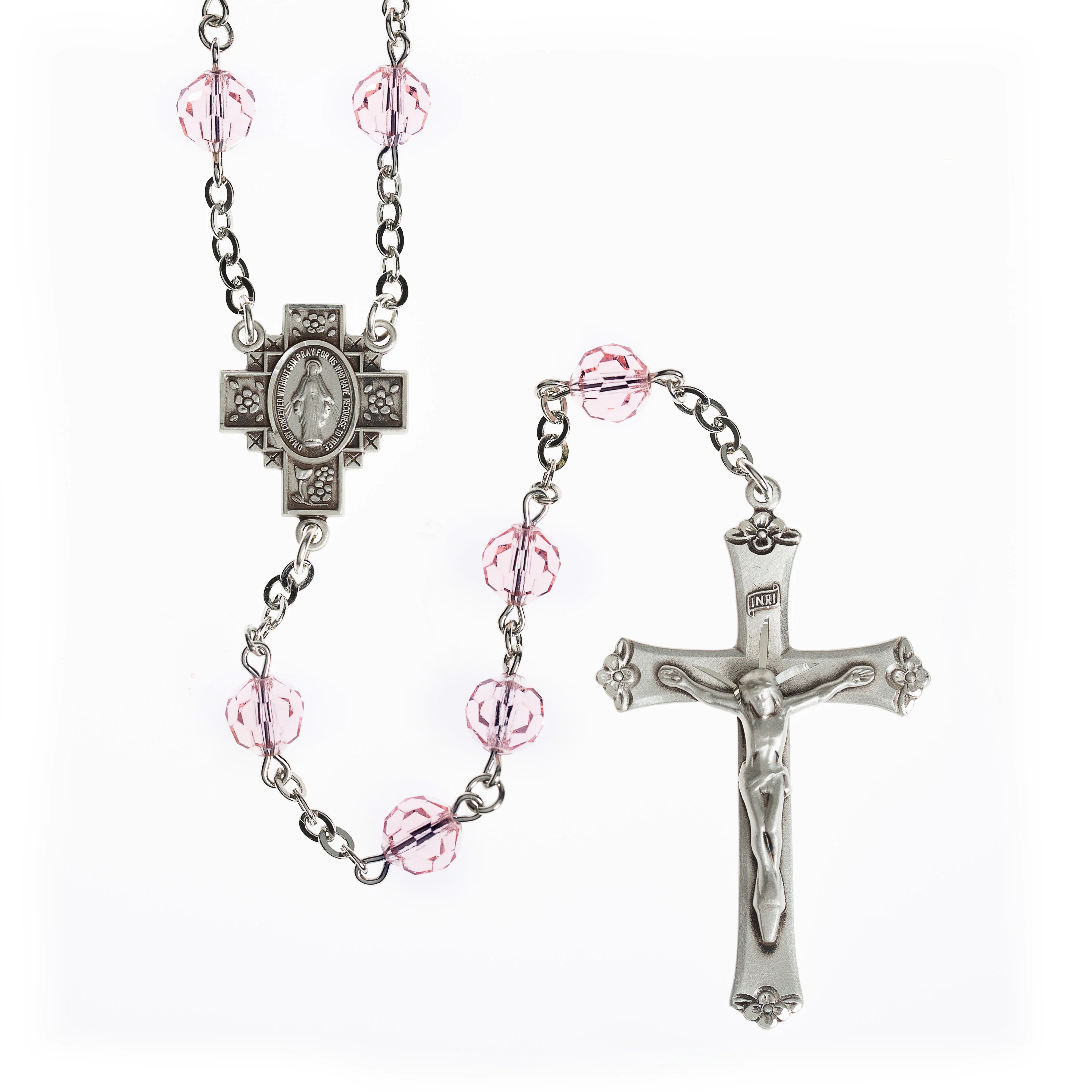 Swarovski Rose and Sterling Silver Rosary - Image 4